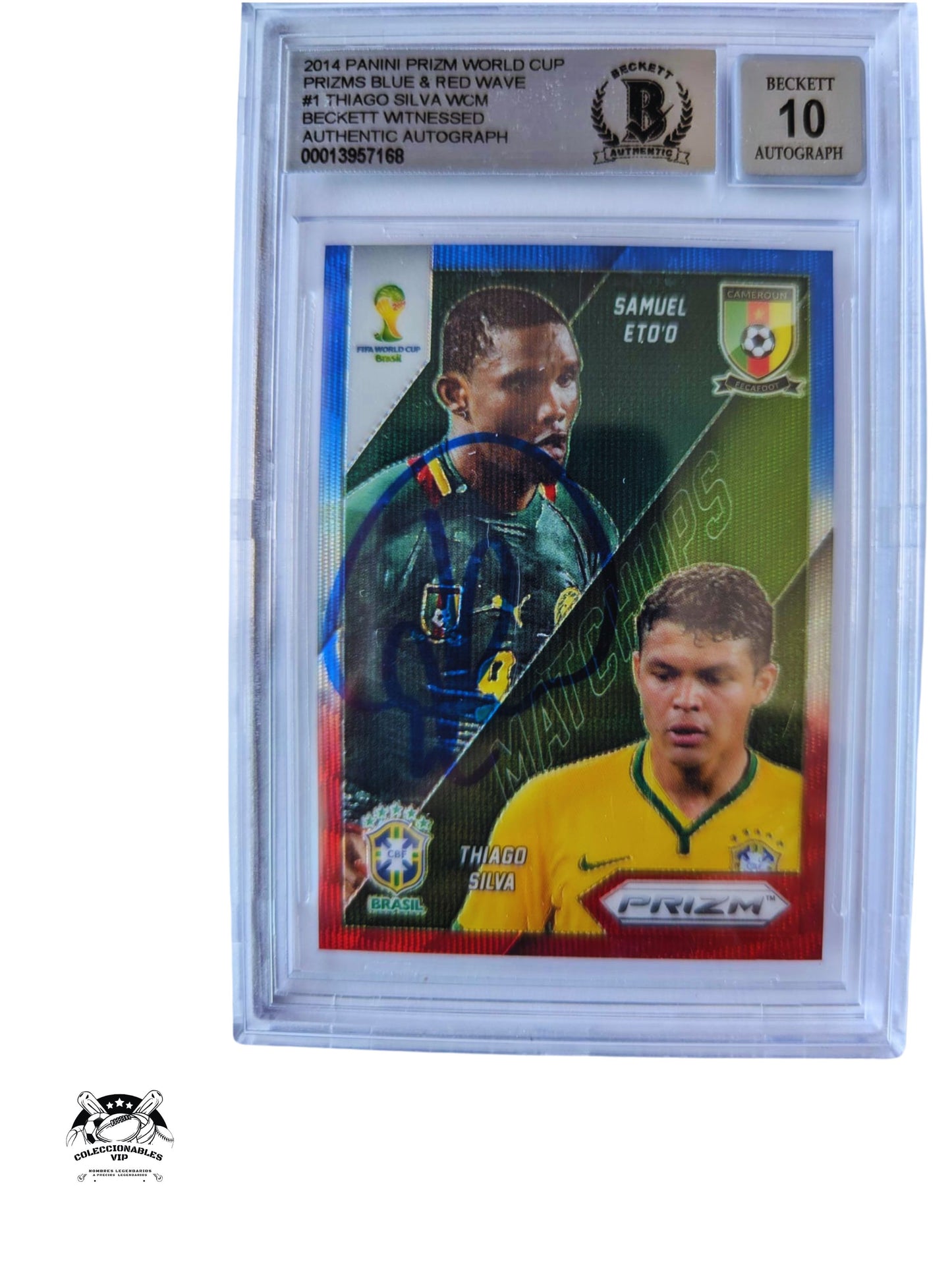 TARJETA  00013957168 autografiada por Thiago Silva autógrafo certificado por Beckett.