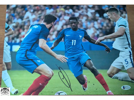 Ousmane Dembélé Fotografía Francia autografiada firma certificada por Beckett K71719