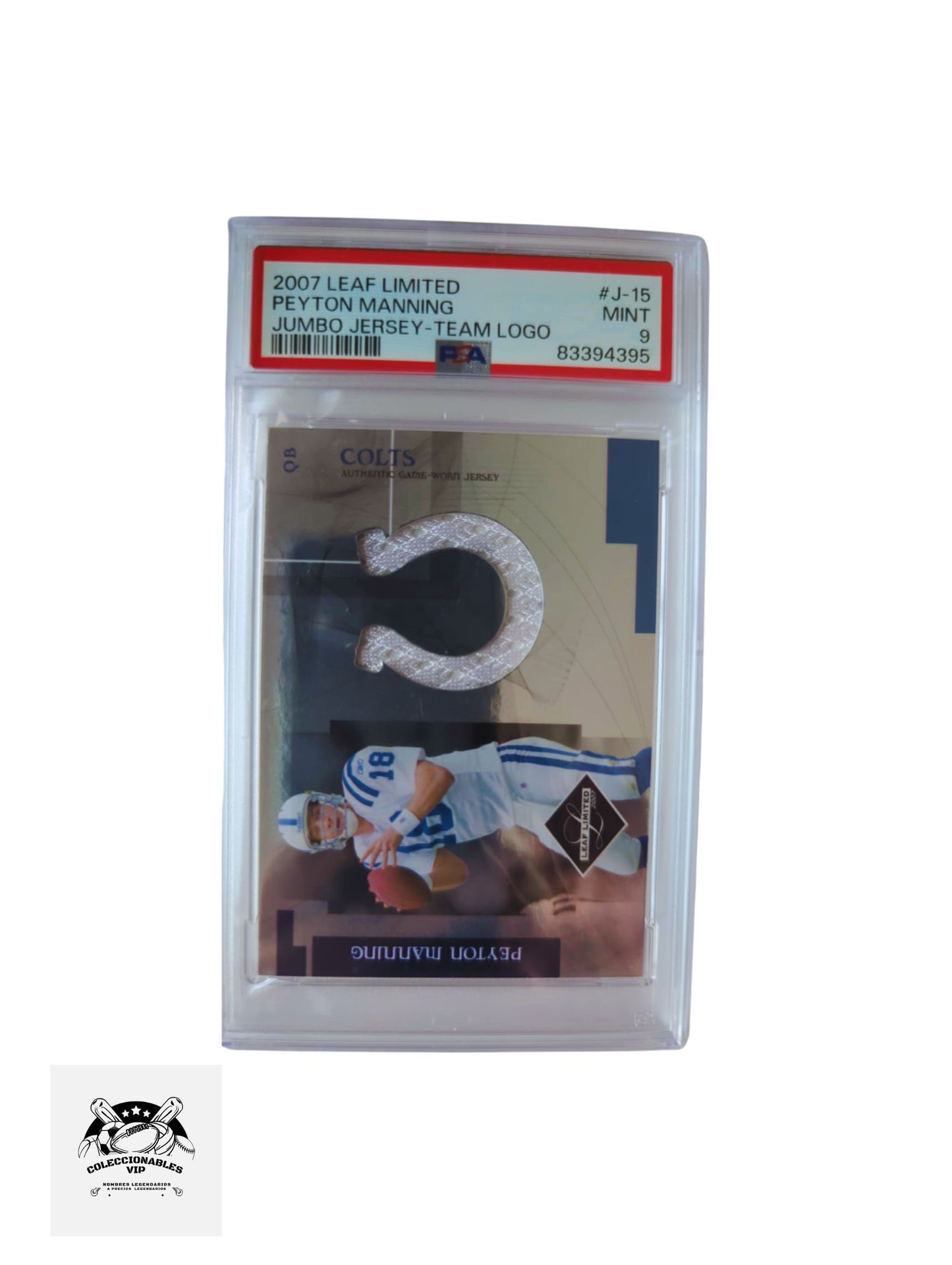 Peyton Manning Tarjeta Leaf Limited Jumbo Jersey Team logo PSA 83394395