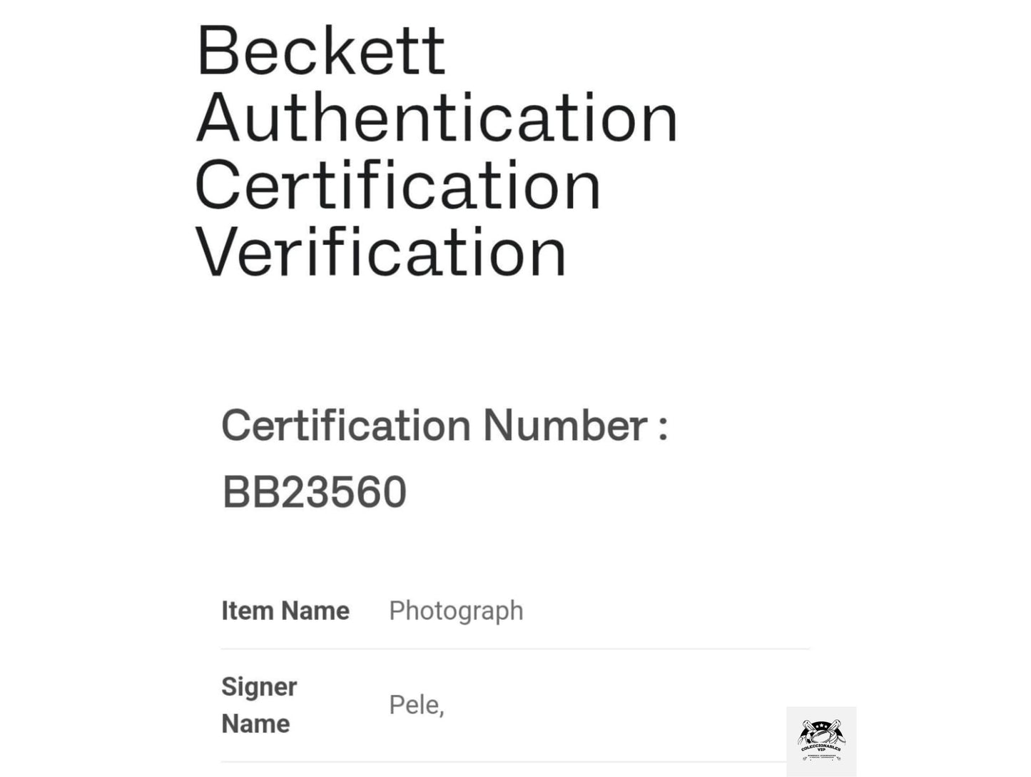 Pele en jugada Fotografía Brasil autografiada firma certificada por Beckett BB23560