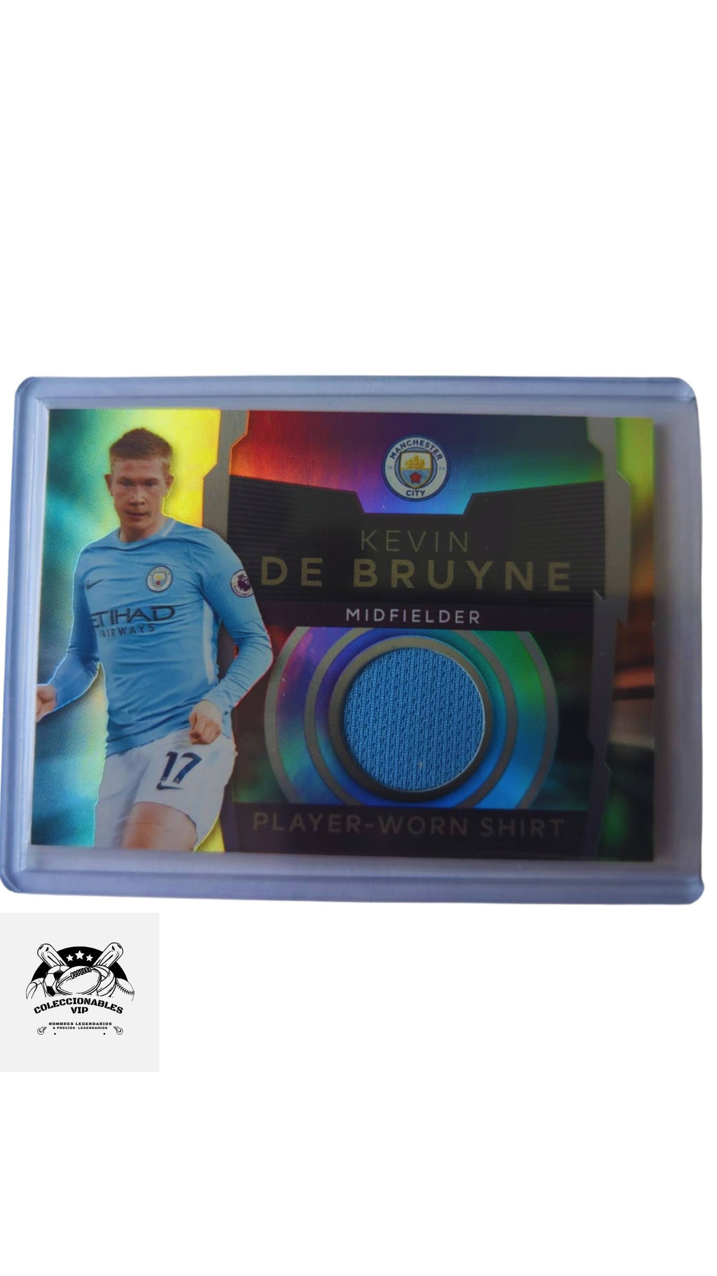 Tarjeta Topps con pedazo de playera de Kevin de Bruyne