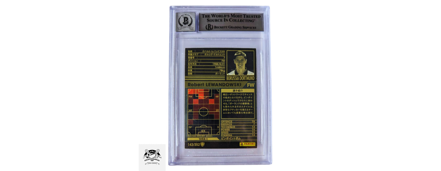 Robert Lewandowski tarjeta autografiada certificado el autógrafo por Beckett 00014263808.