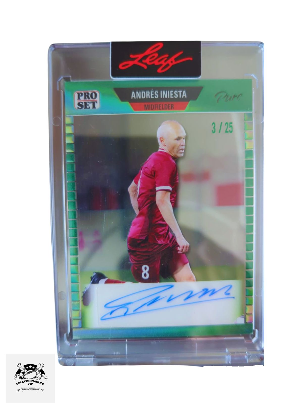 Andres Iniesta Tarjeta 3/25 Leaf Pro Set Autografiada.