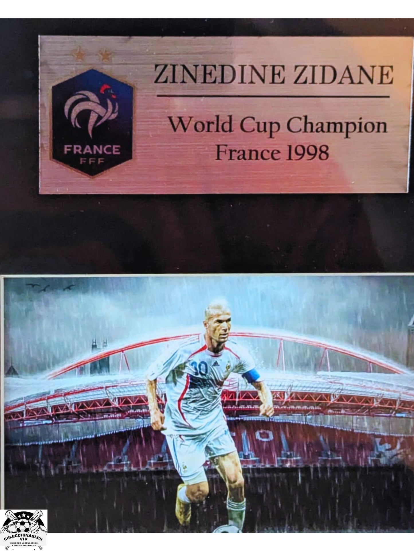 Zinedine Zidane y Kaka Foto autografiada Enmarcada firma autentificada por la compañía PSA con el número X03823.