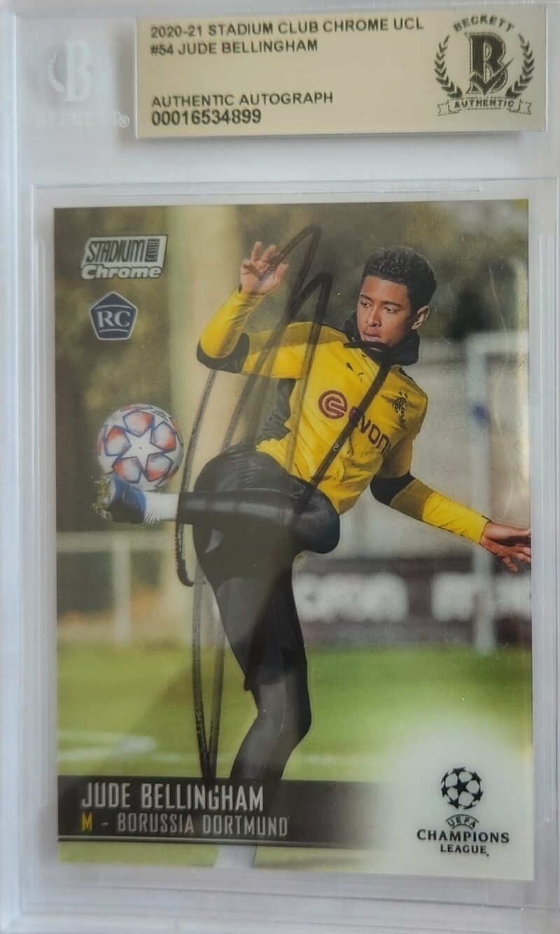Bellingham Borussia Dortmund TARJETA # 00016534899 autografiada certificado el autógrafo por Beckett.