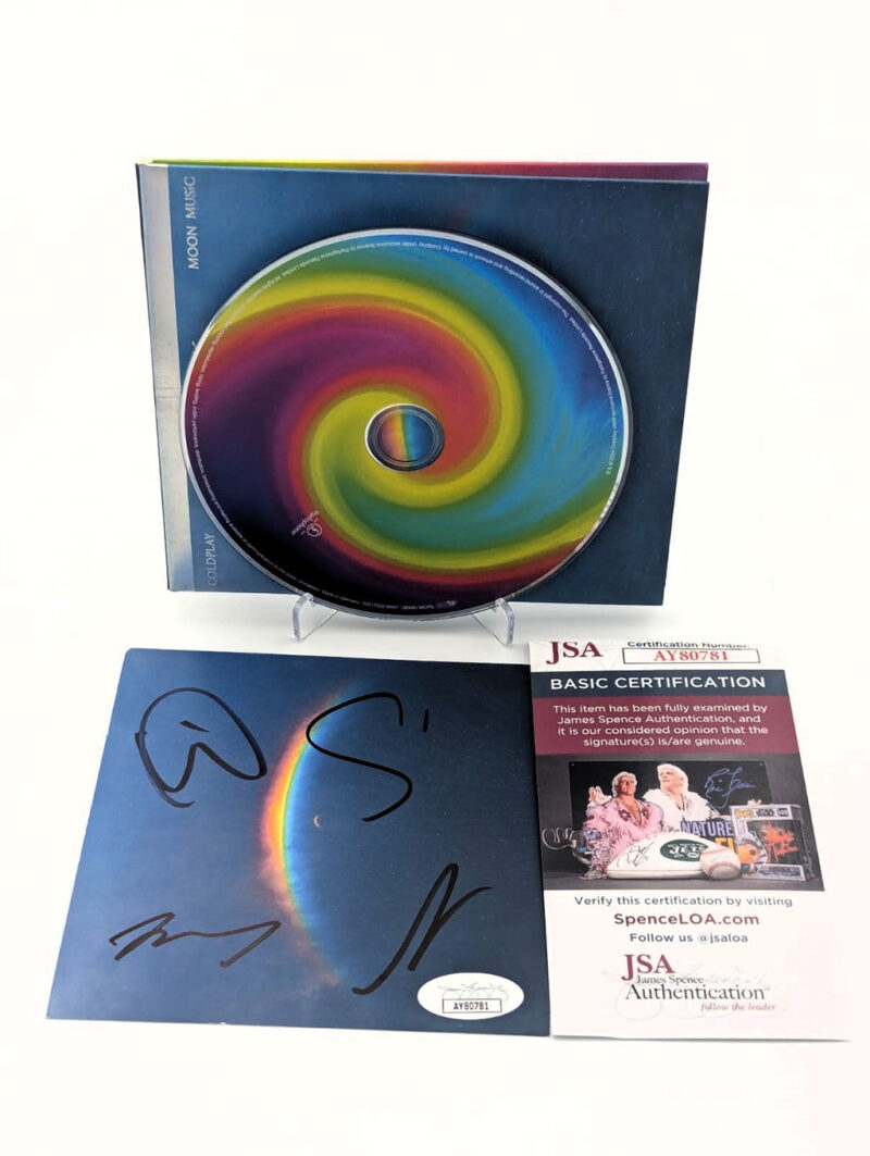 Coldplay Cd Autografiado por 4 integrantes autenticado por JSA AY80781 y AY80868