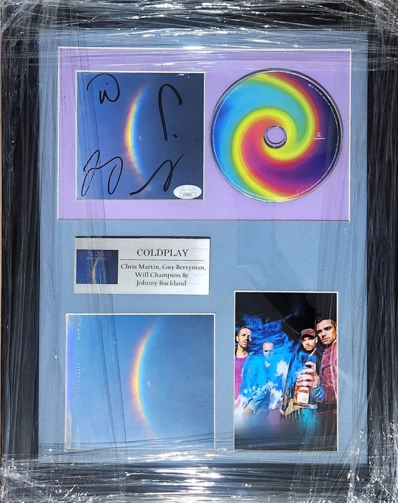 Coldplay Cd Autografiado por 4 integrantes y enmarcado autenticado por AY80851
