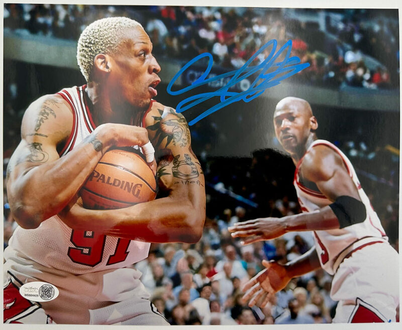 Dennis Rodman Fotografía Autografiada Bulls certificada por JSA WB884409