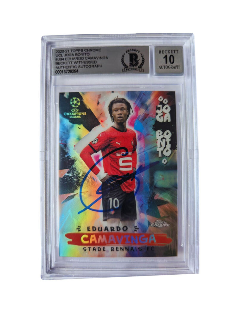 Eduardo Camavinga Stade Rennais FC TARJETA # 00013728284 autografiada autógrafo certificado por Beckett.
