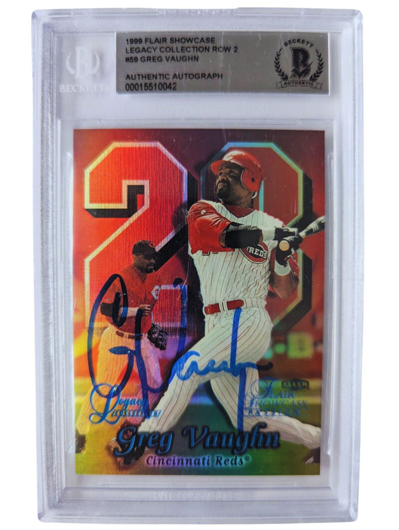 Greg Vaughn TARJETA Cincinnati Reds 00015510042 autografiada autógrafo certificado por Beckett.