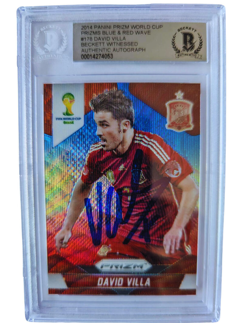 David Villa España TARJETA 0014274041 autografiada autógrafo certificado por Beckett.