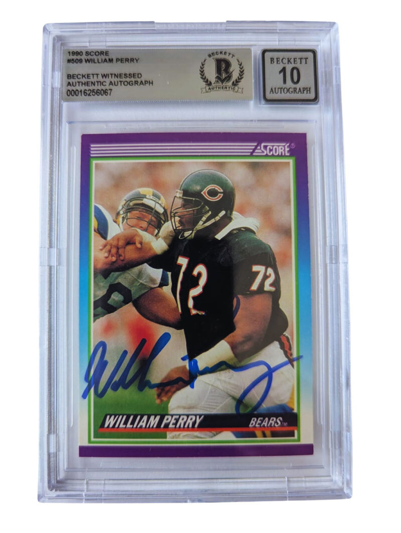 William Perry TARJETA Bears autografiada autógrafo certificado por Beckett 00016256067