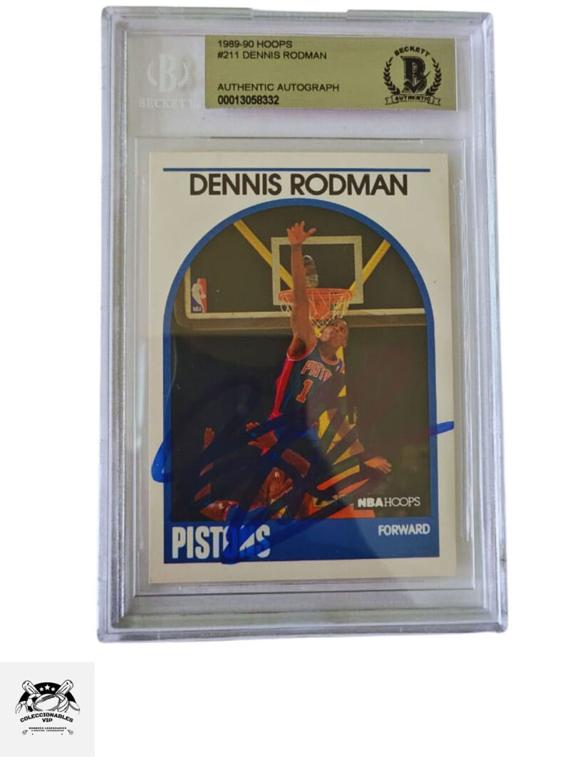 Dennis Rodman Pistons TARJETA 00013058332 autografiada autógrafo certificado por Beckett