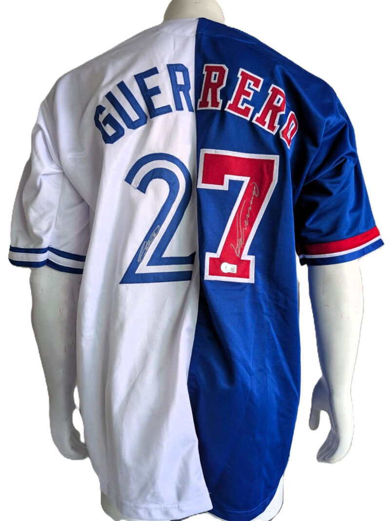Vladimir Guerrero padre e hijo playera Expos Jays autografiada por los dos certificada por Beckett WX17896