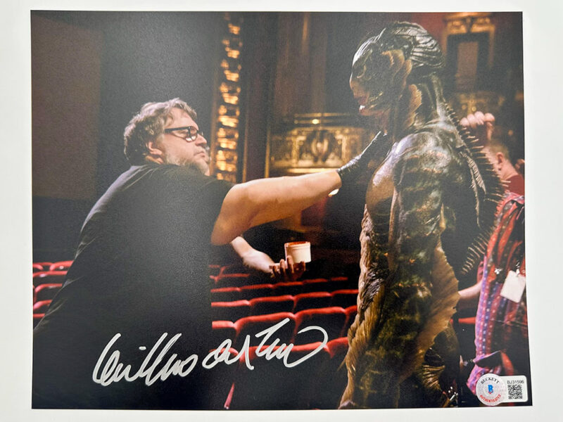 Guillermo del Toro fotografía autografiada La forma del Agua firma certificada por Beckett BJ31596 y BG37768.