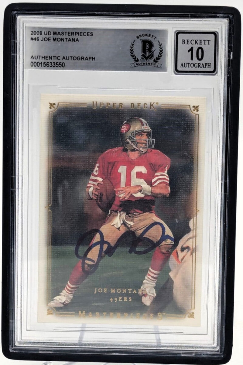 Joe Montana Tarjeta #46 UD Masterpieces Autografiada San Francisco 49ers Autenticada por Beckett 00015633550.