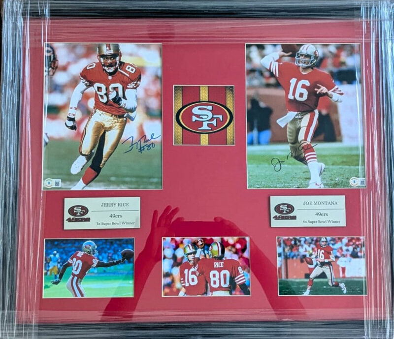 Joe Montana y Jerry Rice Fotografías autografiadas Enmarcadas 49ers Autenticadas por Beckett BF78805 y BE37044