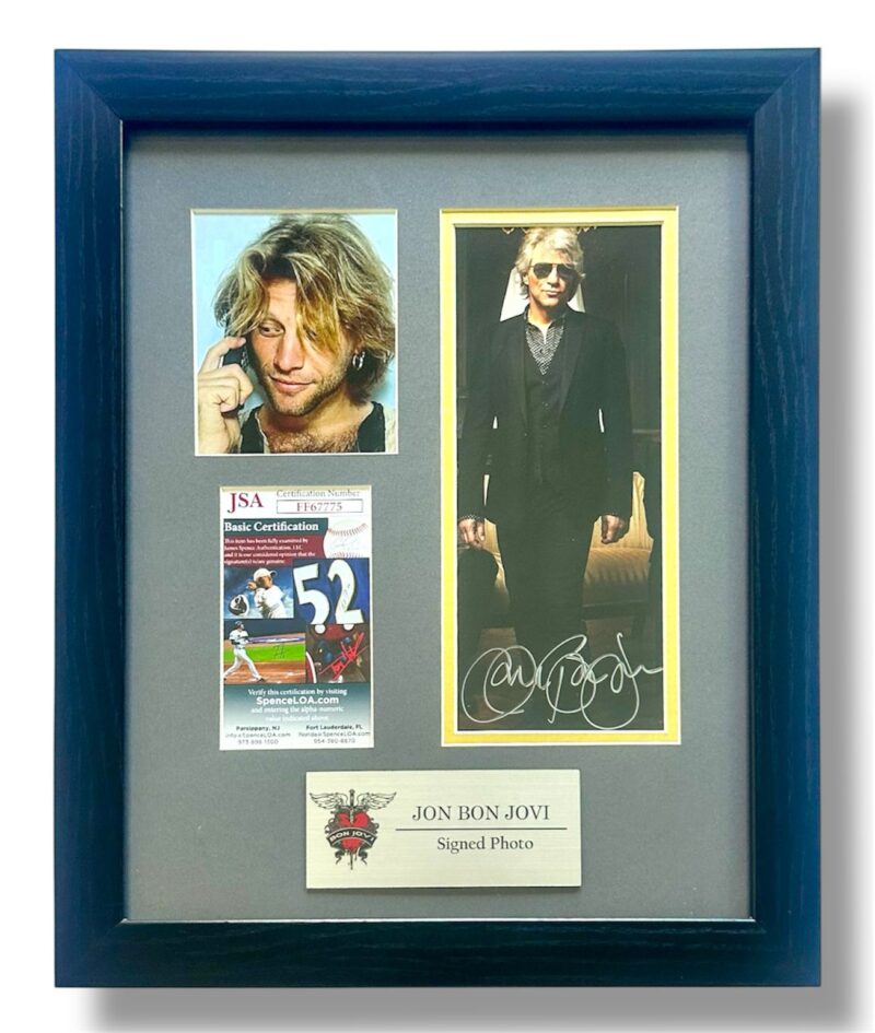 Jon Bon Jovi Fotografía Autografiada Enmarcada firma certificada por JSA FF67775.