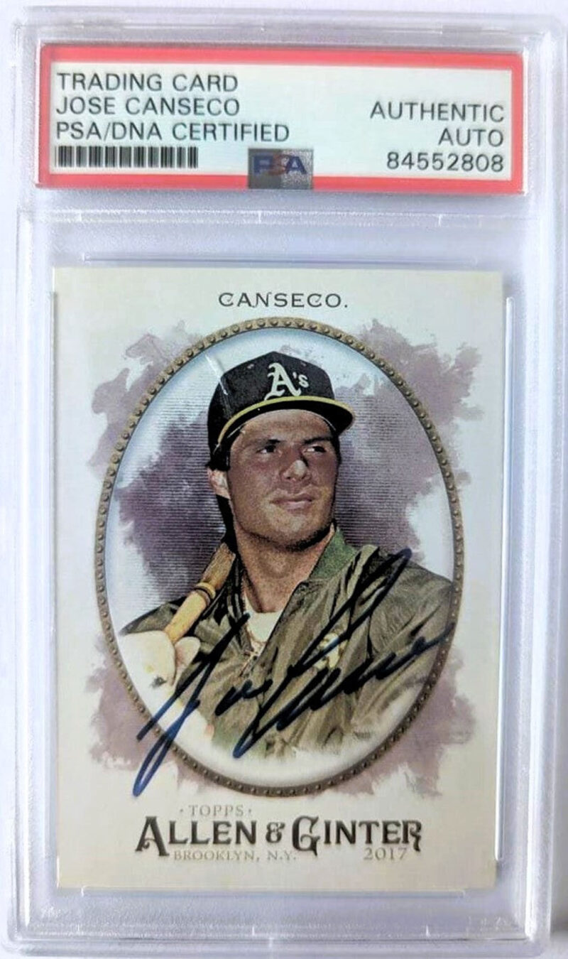 José Canseco Tarjeta Trading Card Autografiada certificada por PSA 84552808.