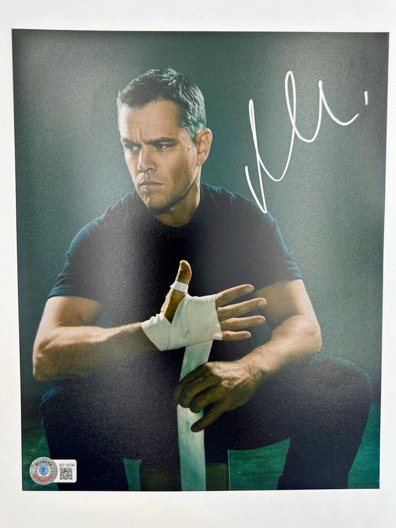 Matt Damon Fotografía autografiada “Jason Bourne”, firma certificada por la compañía Beckett con el número BD19706