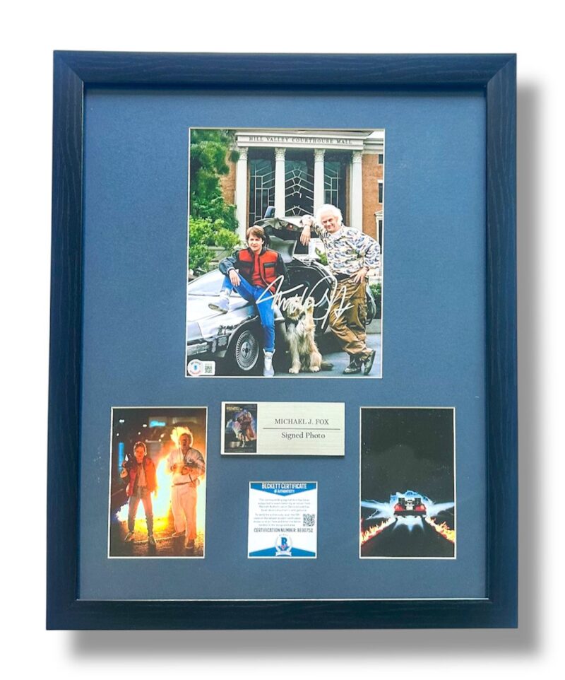 Michael J. Fox Fotografía autografiada “Volver al Futuro”, firma certificada por la compañía Beckett con el número BE90752.