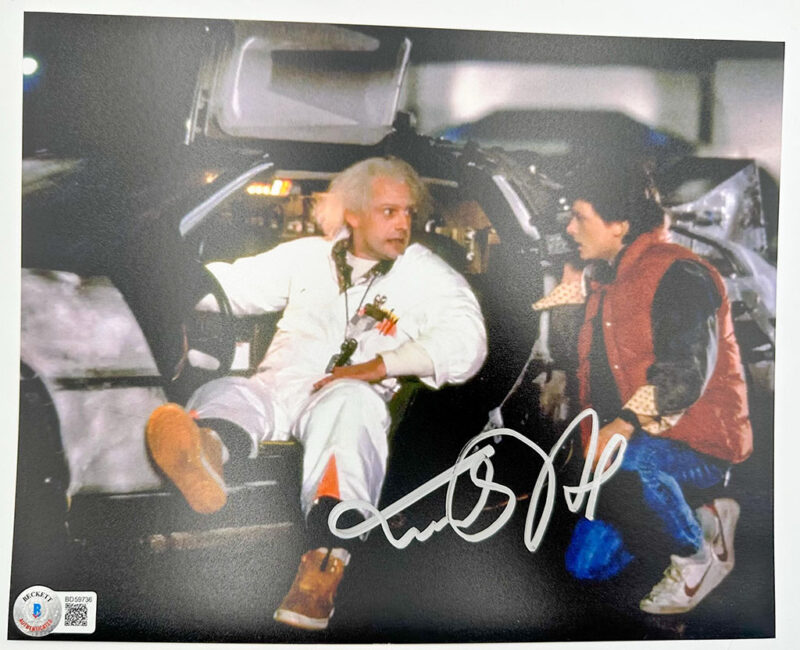 Michael J. Fox Fotografía autografiada “Volver al Futuro ”, firma certificada por la compañía Beckett con el número BD59736