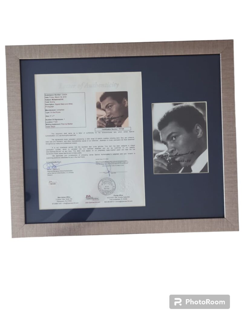 Muhammad Ali Fotografía Autografiada certificado JSA número Y87320
