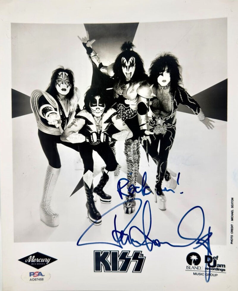 Paul Stanley vocalista grupo Kiss foto publicitaria autografiada certificada PSA AO67458.