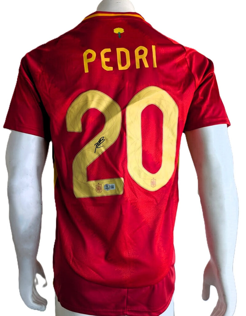 Pedri Playera España autografiada, firma certificada por Beckett FI21313