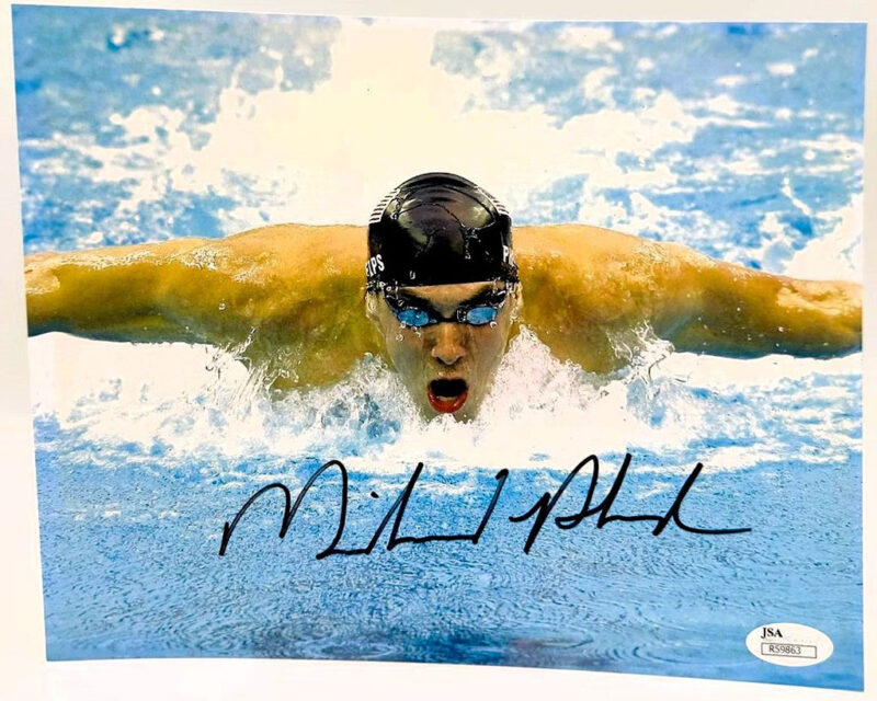 Michael Phelps Fotografía Natación Autografiada firma certificada por JSA R59863.