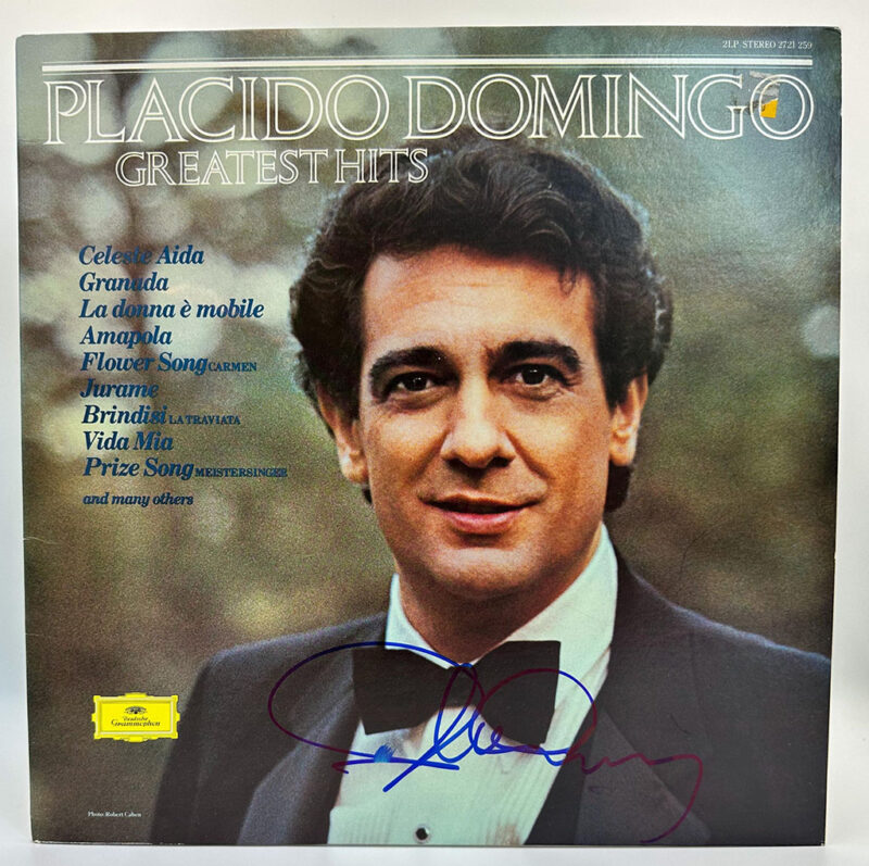 Placido Domingo Vinil autografiado firma certificada por Beckett BN51363