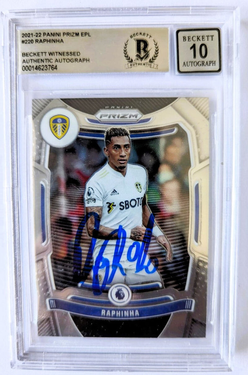 Raphinha Tarjeta 2021 Autografiada Leeds United Panini Prizm Certificada por Beckett 00014623764