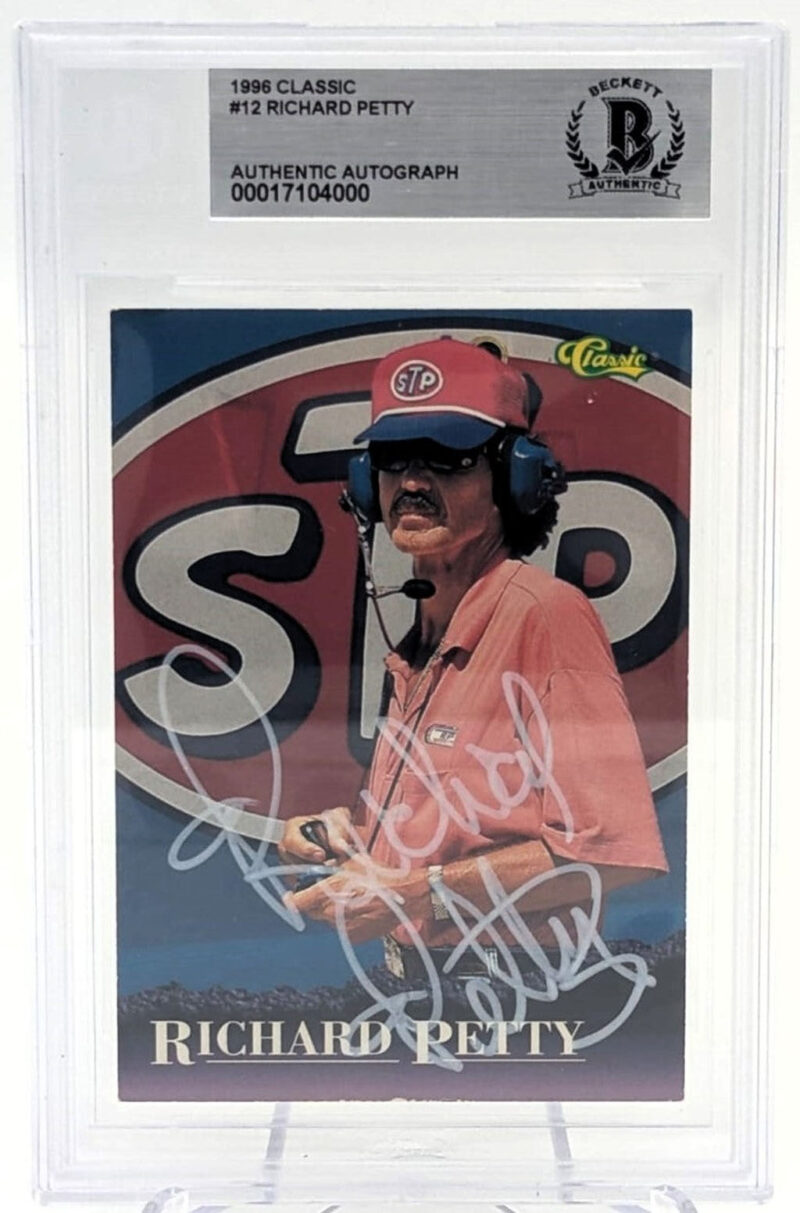 Richard Petty Tarjeta Autografiada 1996 Autenticada por Beckett 0017104000.