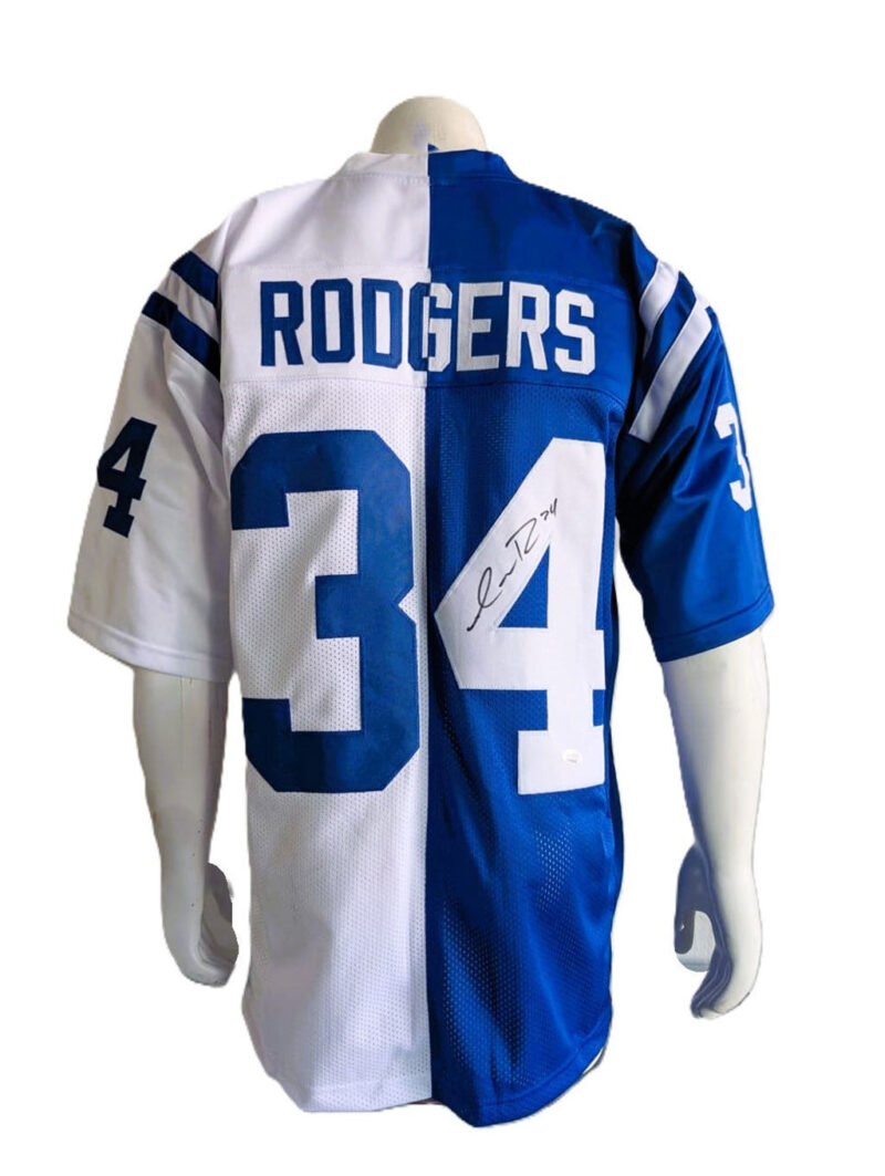 Isaiah Rodgers playera blanco y azul autografiada certificado JSA WIT991309