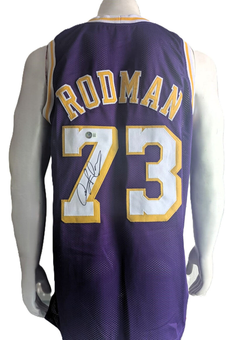 Dennis Rodman Playera Los Angeles autografiada firma autentificada por la compañía Beckett con el número 1W031589.