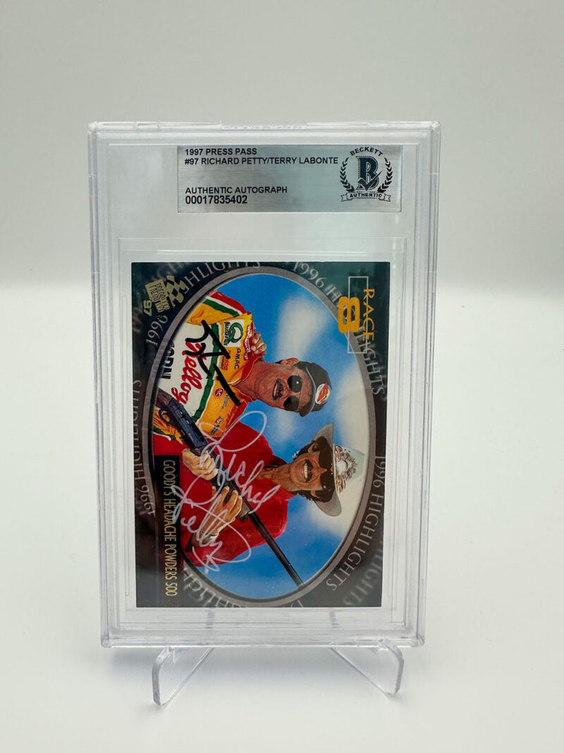 Richard Petty y Terry Labonte Tarjeta Autografiada F1 Nascar Certificada por Beckett 00017835402.