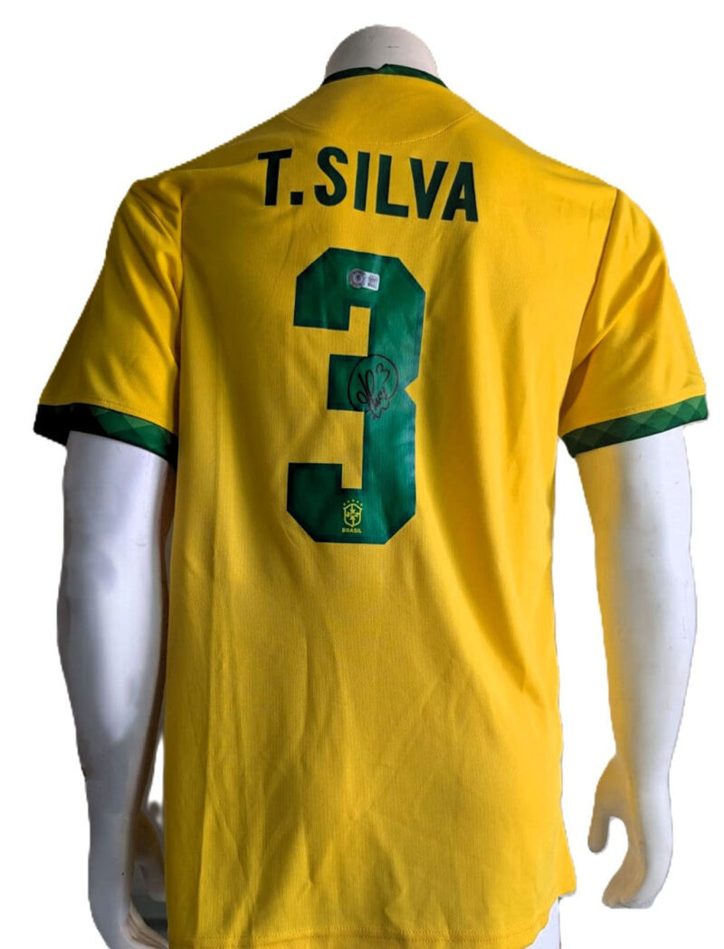 Thiago Silva playera Brasil autografiada certificada por Beckett WS00029