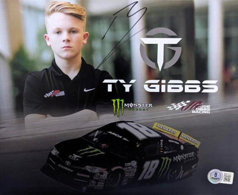 Ty Gibbs Fotografía Autografiada Formula 1 F1 firma certificada por Beckett BQ61113