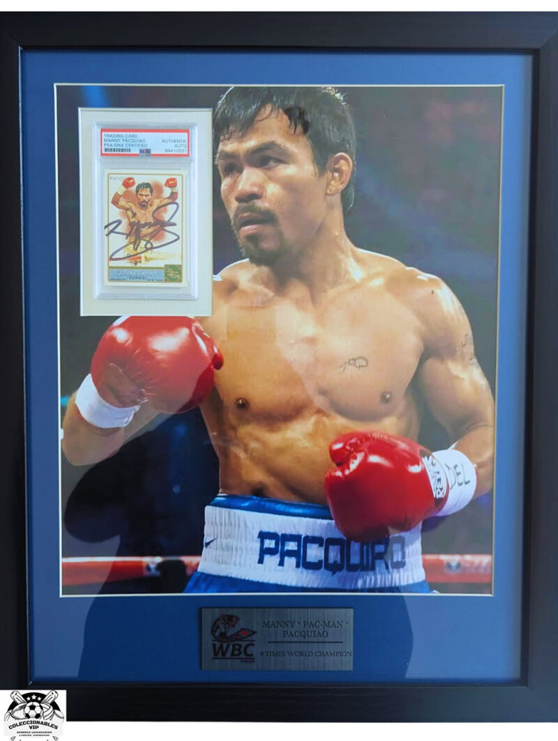Manny Pacquiao tarjeta autenticada por PSA certificado 84410031 enmarcada.