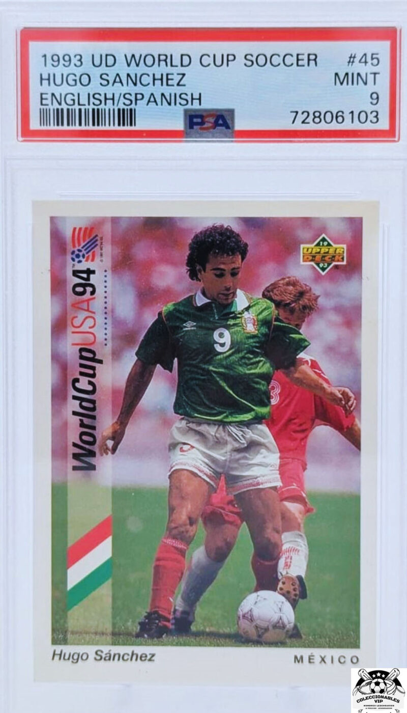Hugo Sánchez Tarjeta México 1993 UD World Cup Soccer Certifica PSA 72806103