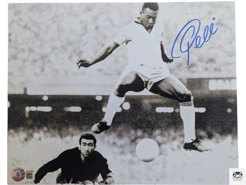 Pele Fotografía Brasil autografiada firma certificada por Beckett BA26865