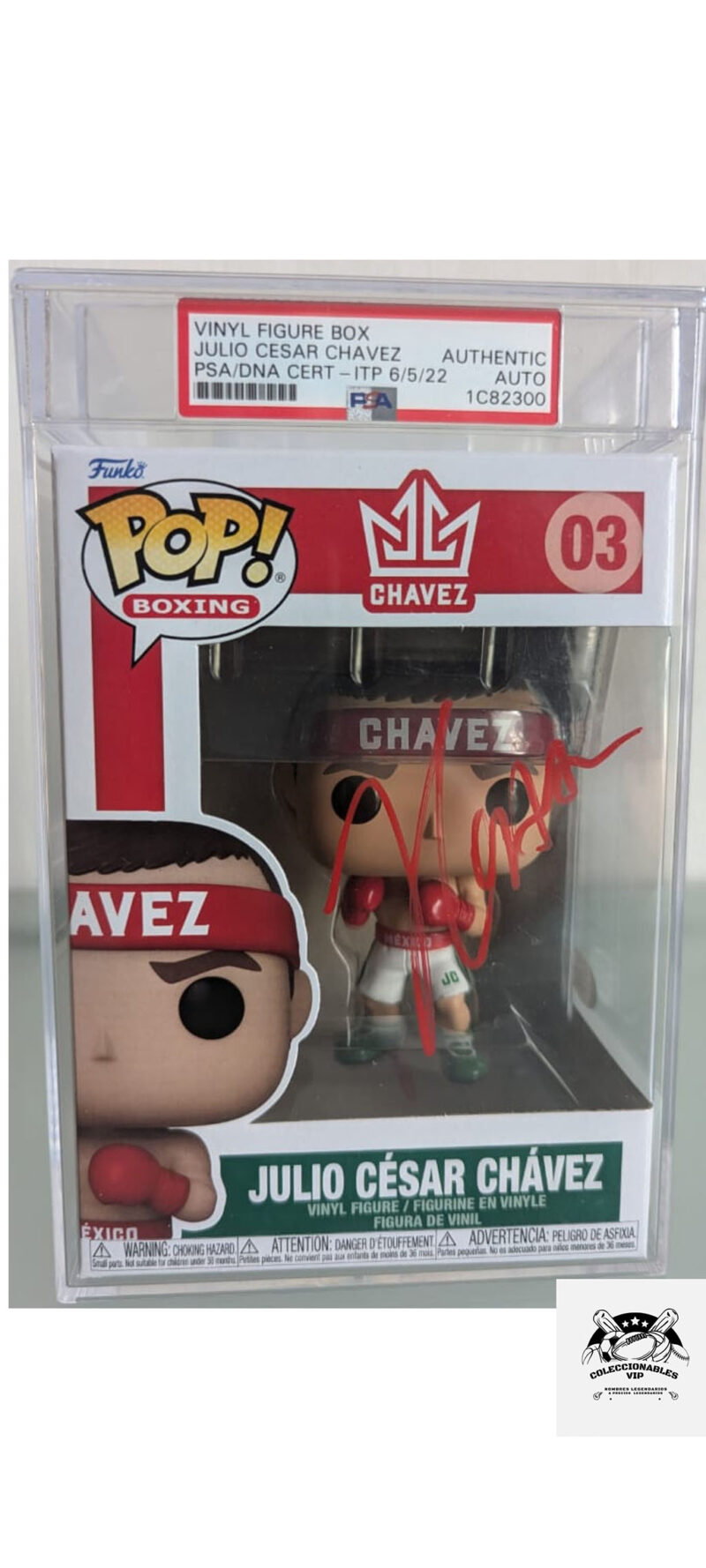 Julio Cesar Chávez funko autografiado firma certificada por PSA 1C82300.