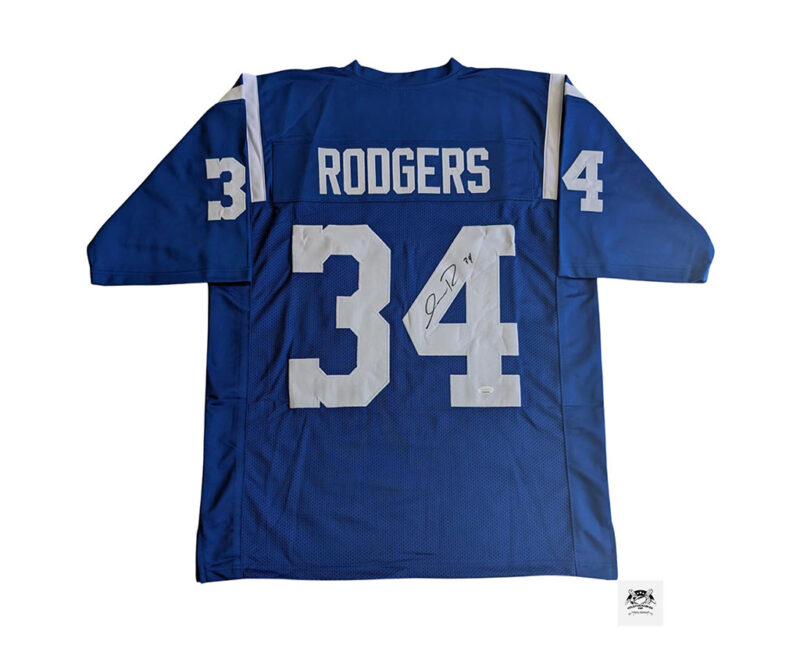 Isaiah Rodgers playera azul autografiada certificado JSA WIT991336