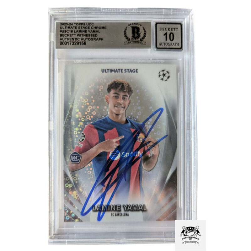 Lamine Yamal Tarjeta FC Barcelona Ultimate Stage autografiada firma certificada por Beckett 00017329156