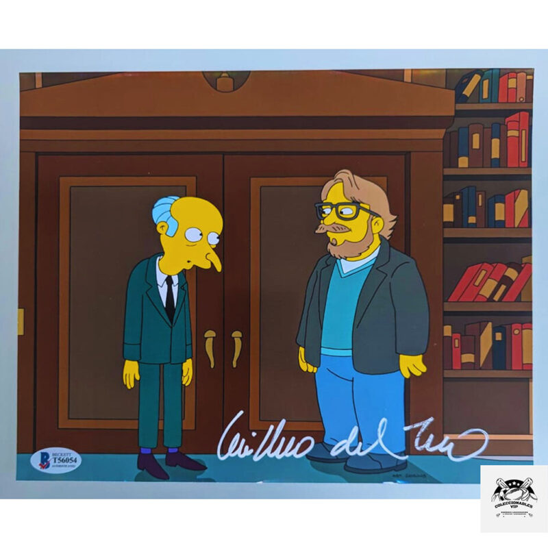 Guillermo del Toro fotografía Los Simpsons autografiada firma certificada por Beckett T56054