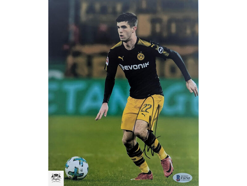 Christian Pulisic Borussia Dormund Fotografía Autografiada firma certificada por Beckett F16765