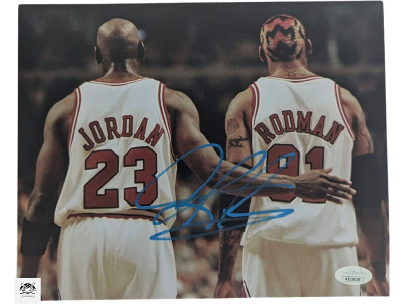 Dennis Rodman Chicago Bulls fotografía autografiada dueto “The Last Dance” certificado JSA WB159239