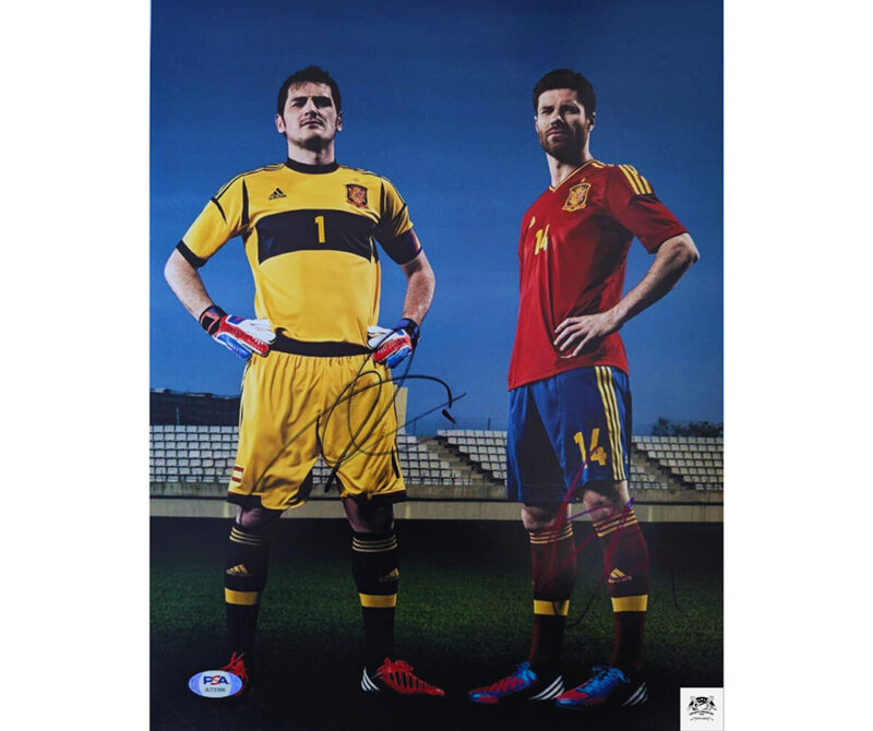Iker Casillas y Xabi Alonso fotografía autografiada firmas certificada por PSA AI73366