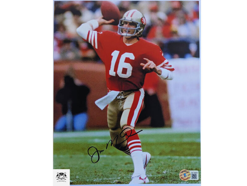Joe Montana por lanzar Fotografía San Francisco 49ers autografiada firma certificada por Beckett BF78805
