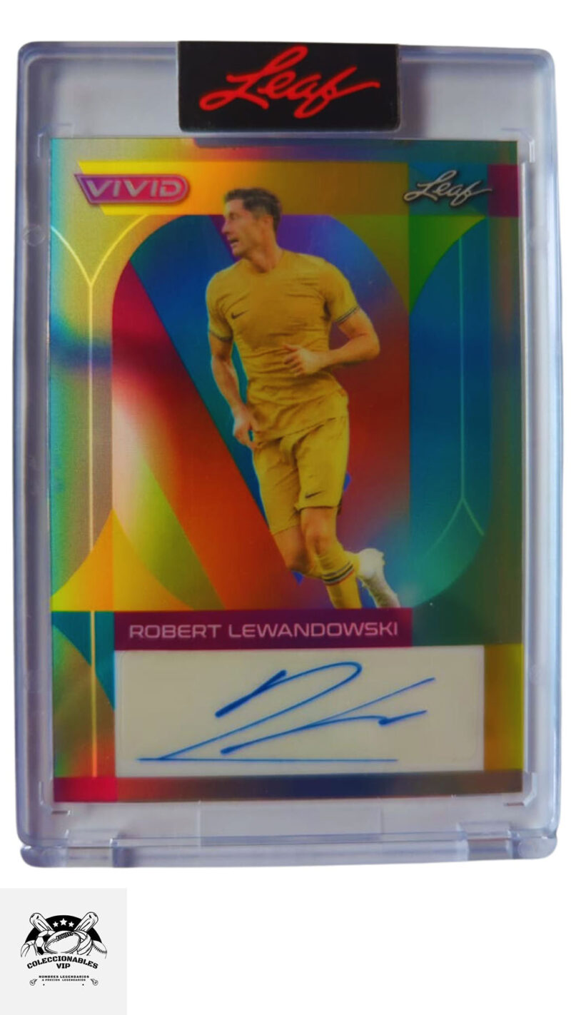 Robert Lewandowski Tarjeta Leaf de 6/7 en el frente encontrarás autógrafo.